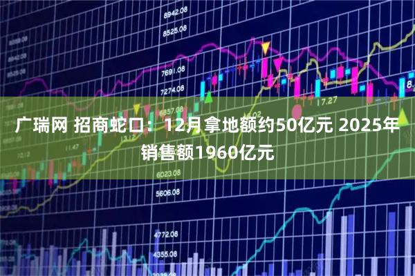 广瑞网 招商蛇口：12月拿地额约50亿元 2025年销售额1960亿元