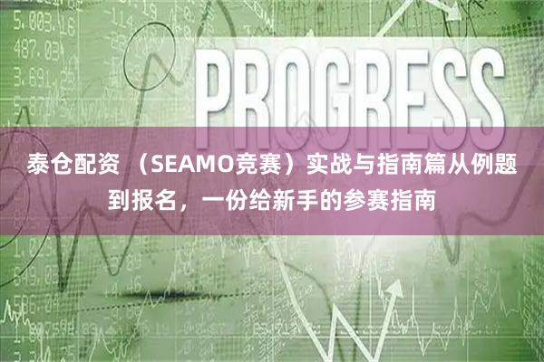 泰仓配资 （SEAMO竞赛）实战与指南篇从例题到报名，一份给新手的参赛指南